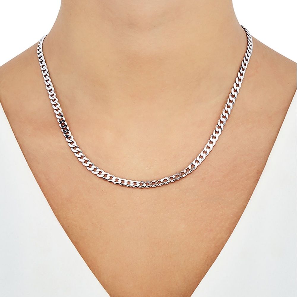 NWT Giani Bernini Flat Curb Link Chain Necklace 18" in Sterling Silver